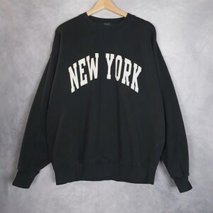 John Galt Sweatshirt Womens One Size Black New York Graphic Fleece Crewneck